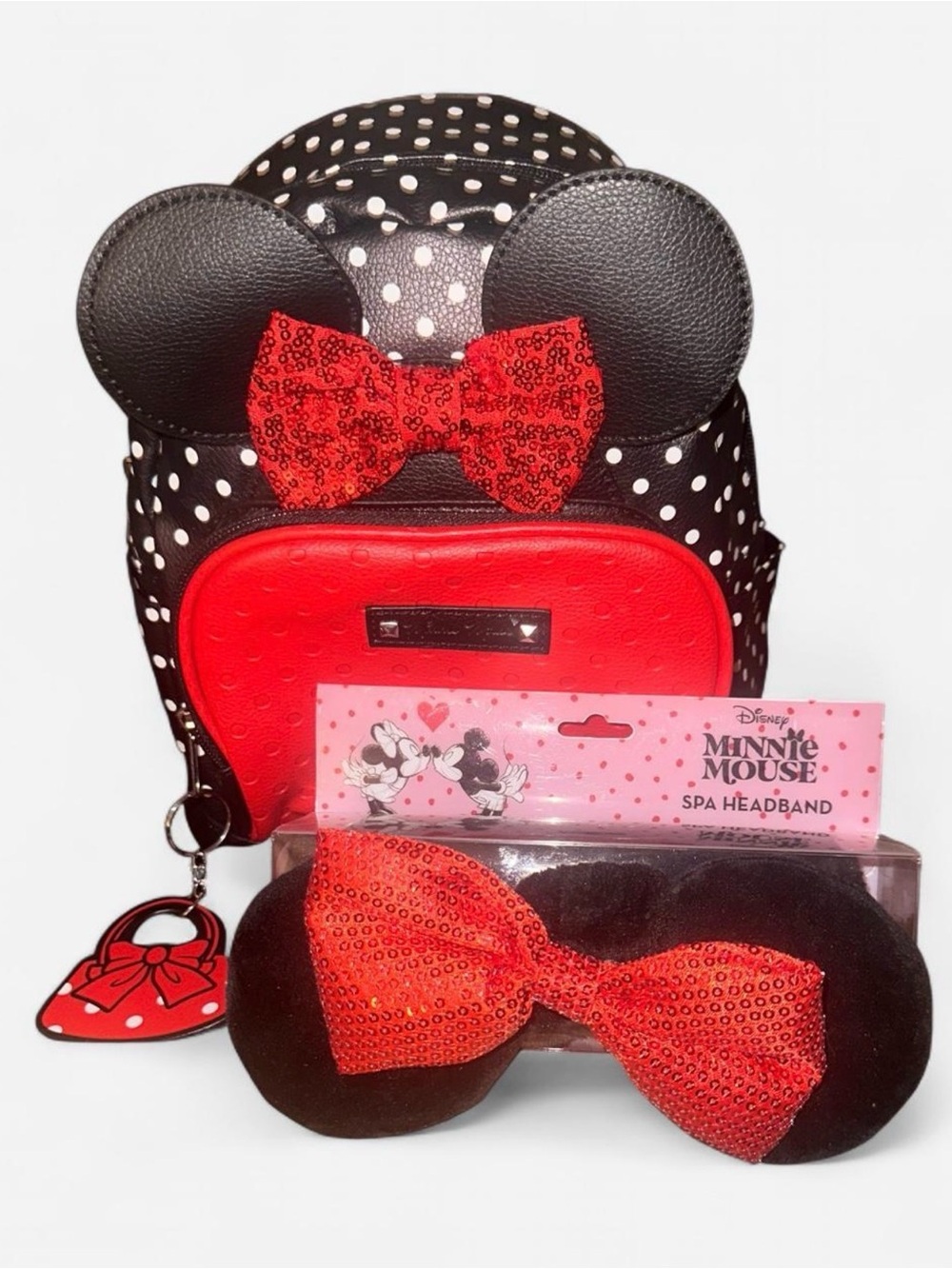 Disney Black & Red Minnie Mouse Polka Dot Backpack with Sequin Headband